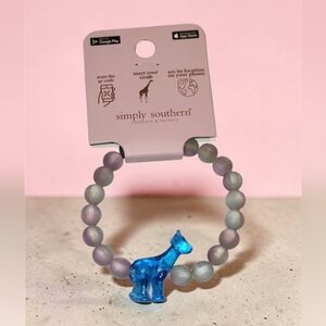 Simply Southern Multi-Color Giraffe Tracker Bracelet, w/Blue Giraffe NWT